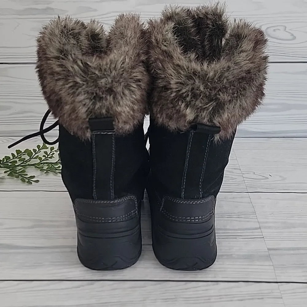 Khombu Winter Boots - Black with Faux Fur Womens Size 6M